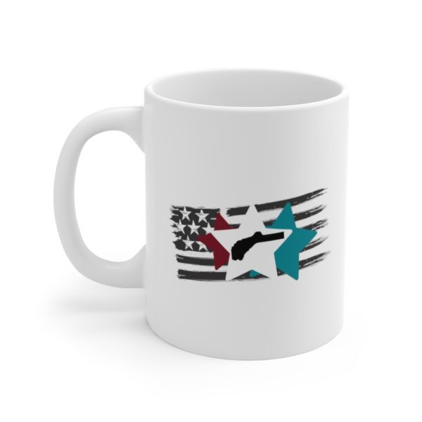 Red Blue and White Ceramic Mug