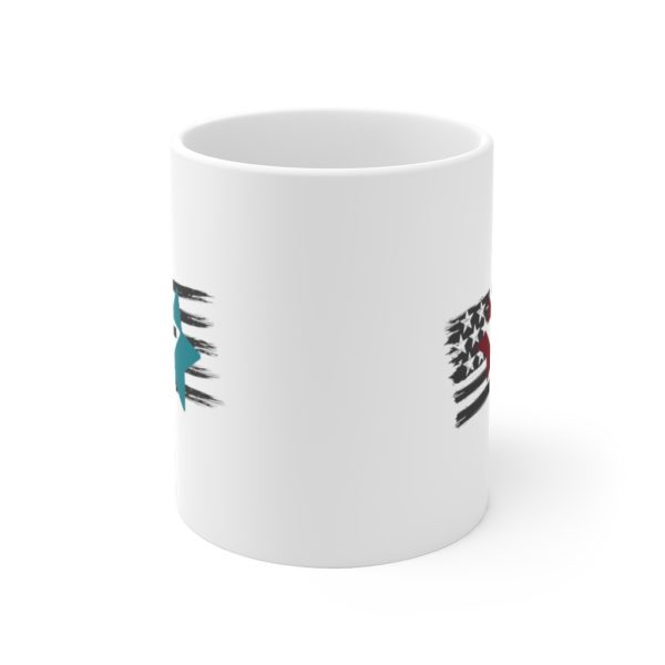 Red Blue and White Ceramic Mug - Image 2