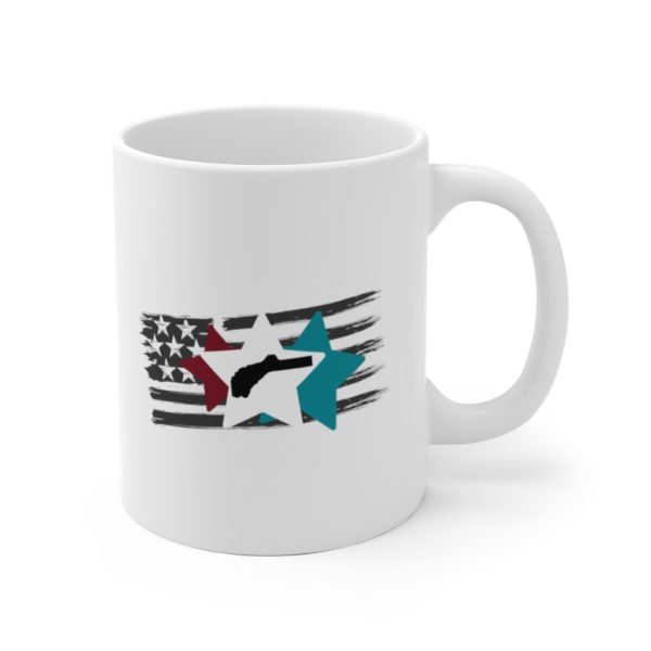 Red Blue and White Ceramic Mug - Image 3
