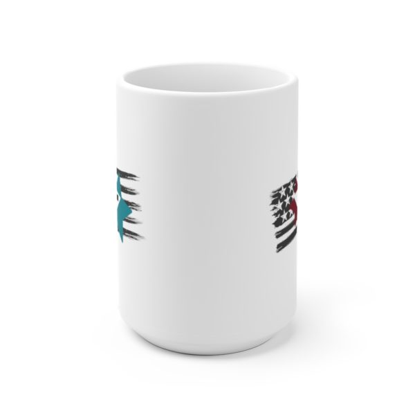 Red Blue and White Ceramic Mug - Image 5
