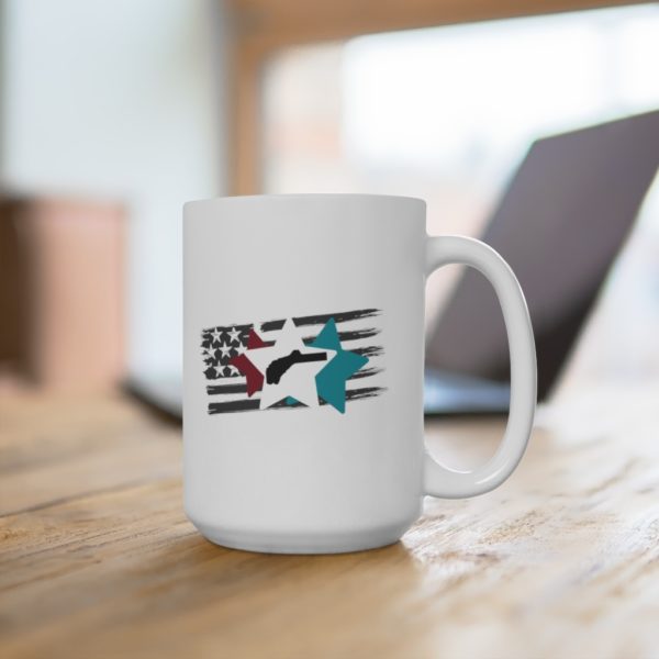 Red Blue and White Ceramic Mug - Image 8